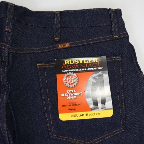 Rustler Advantage Jeans Mens 38x29 (Fits 37x29) Blue Regular Fit Boot - Picture 8 of 10